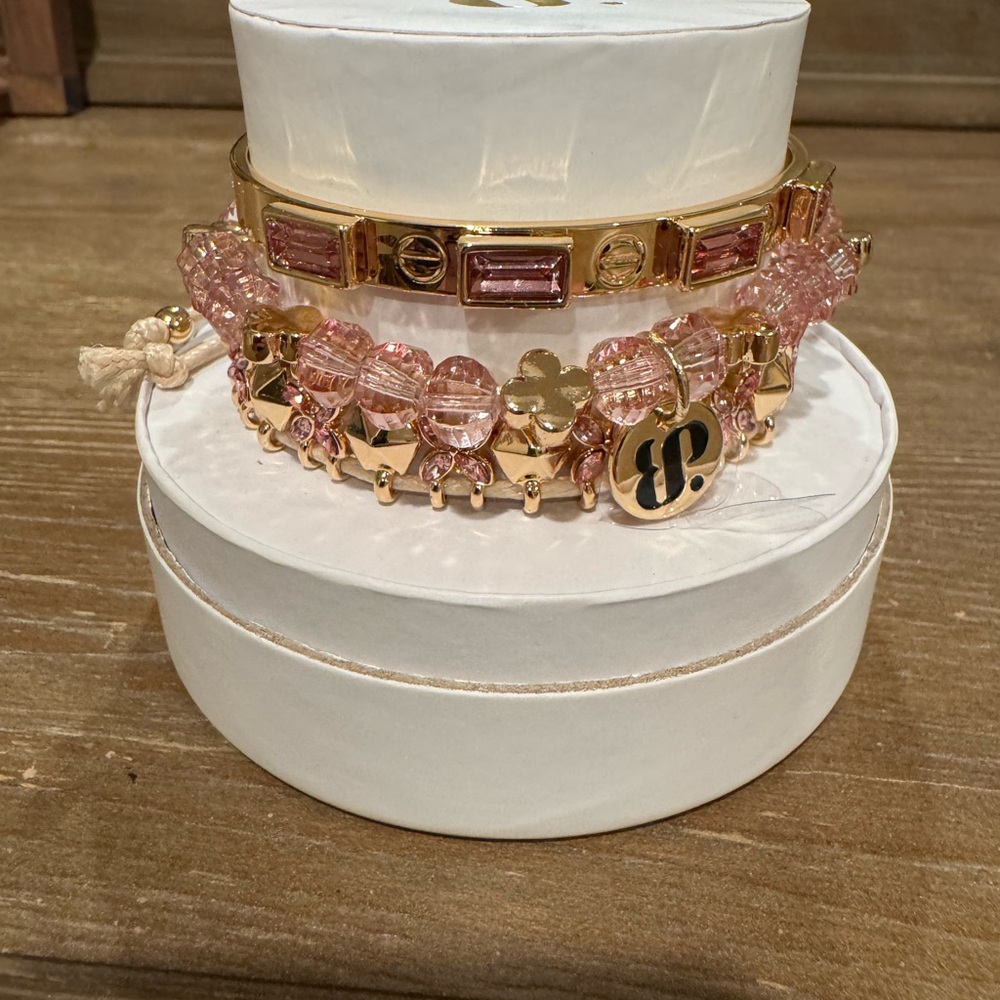 Elegant Gold and Pink Bracelet Set